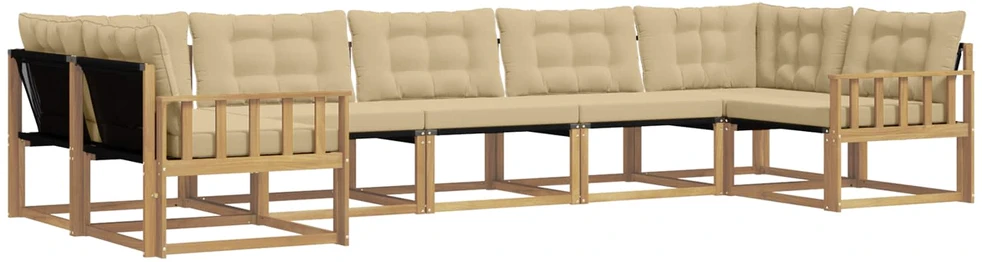 Lauko sofos komplektas 7 vnt. 7 vietos Balta ir kreminė