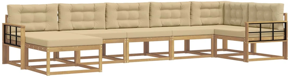 Lauko sofos komplektas 7 vnt. Balta ir kreminė