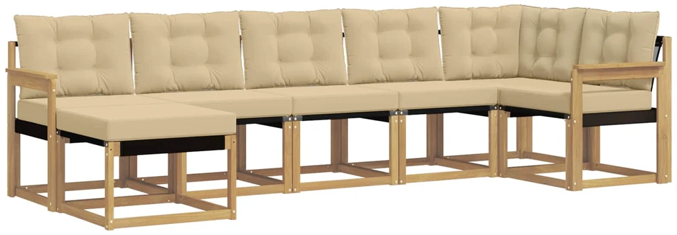 Lauko sofos komplektas 7 vnt. Balta ir kreminė