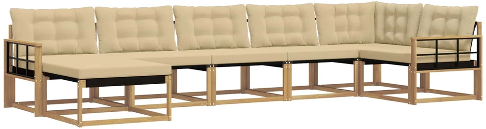 Lauko sofos komplektas 7 vnt. Balta ir kreminė
