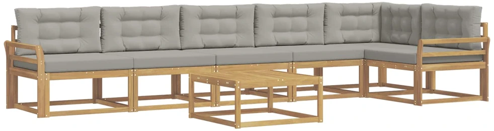 Lauko sofos komplektas 7 vnt. 6 vietos Balta ir šviesiai pilka