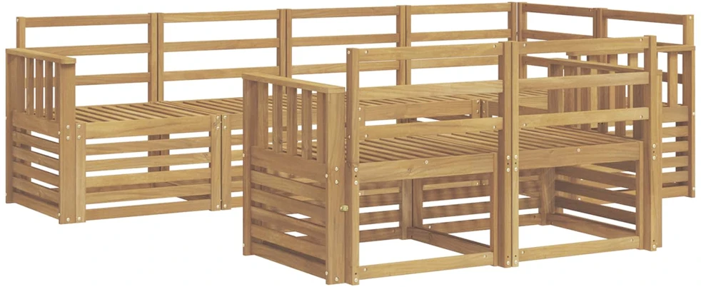 Lauko sofos komplektas 7 vnt. Balta Kietos akacijos mediena