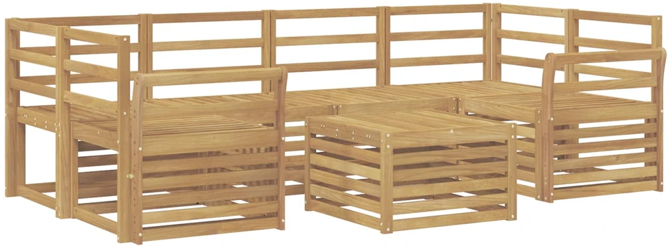 Lauko sofos komplektas 7 vnt. Balta Kietos akacijos mediena