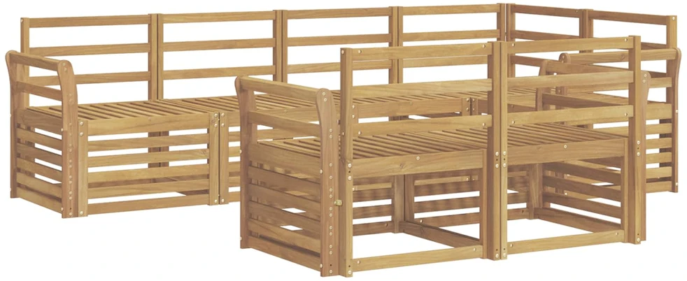 Lauko sofos komplektas 7 vnt. Balta Kietos akacijos mediena