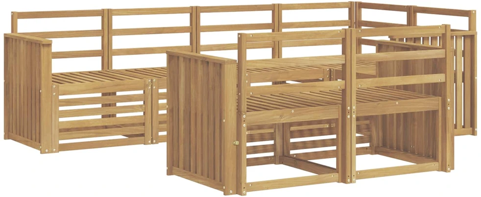 Lauko sofos komplektas 7 vnt. Balta Kietos akacijos mediena