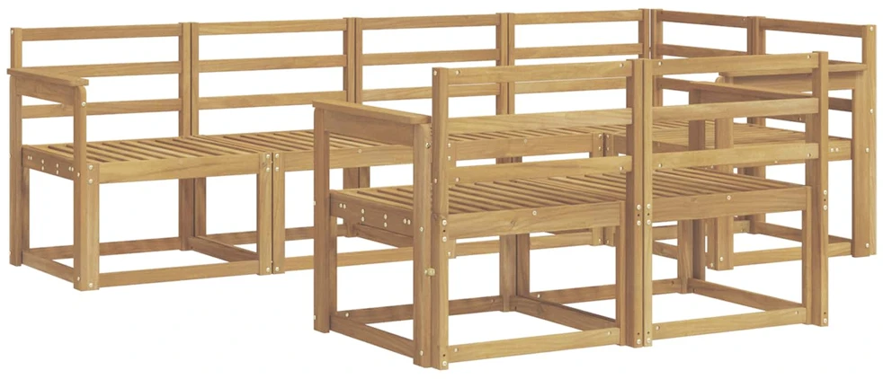 Lauko sofos komplektas 7 vnt. Balta Kietos akacijos mediena