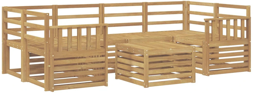 Lauko sofos komplektas 7 vnt. Balta Kietos akacijos mediena
