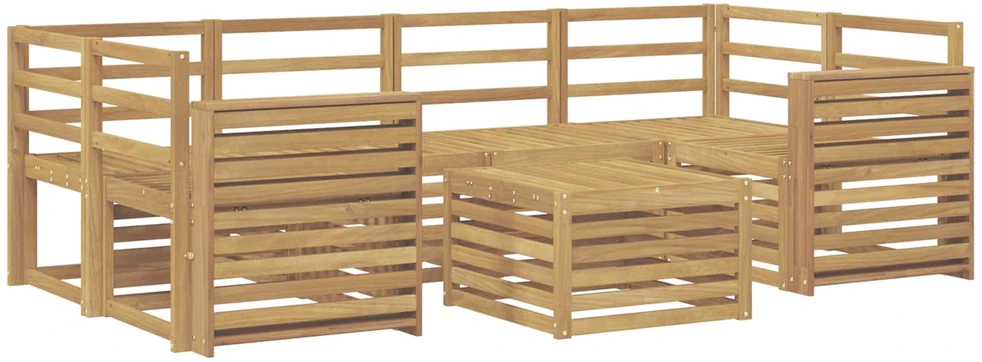 Lauko sofos komplektas 7 vnt. Balta Kietos akacijos mediena