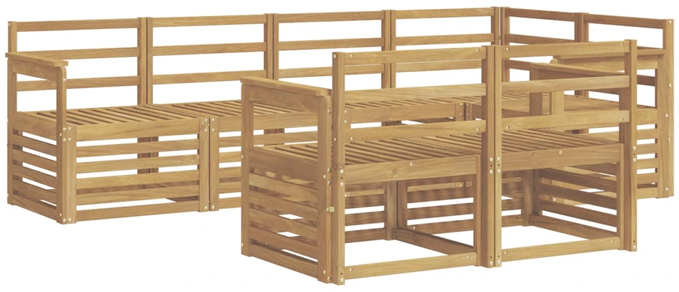 Lauko sofos komplektas 7 vnt. Balta Kietos akacijos mediena