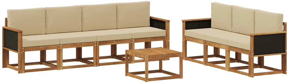 Lauko sofos komplektas 7 vnt. Natūrali