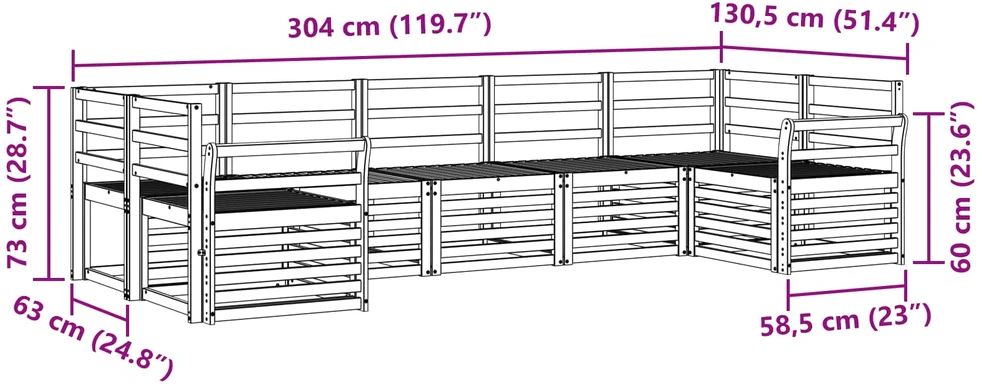Lauko sofos komplektas 7 vnt. Natūrali