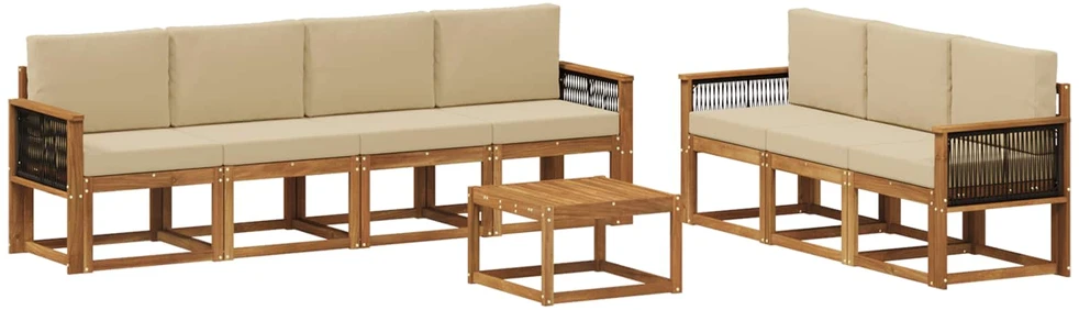 Lauko sofos komplektas 7 vnt. Natūrali