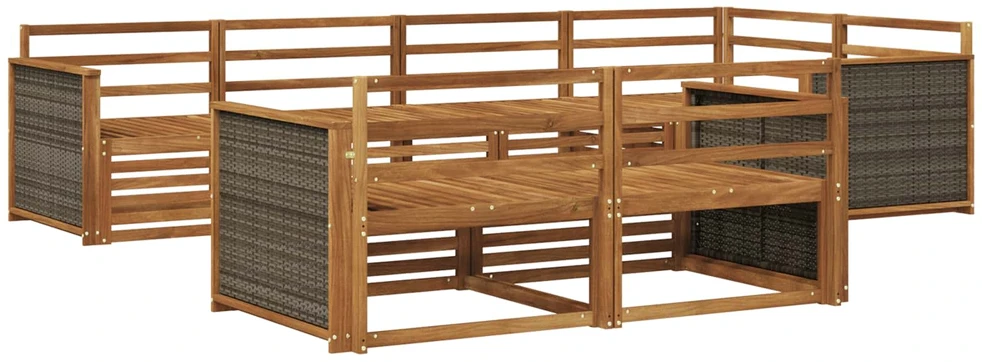 Lauko sofos komplektas 7 vnt. Natūrali