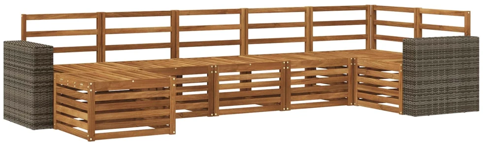 Lauko sofos komplektas 7 vnt. Natūrali