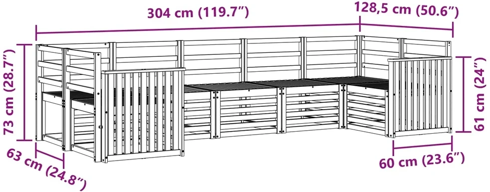 Lauko sofos komplektas 7 vnt. Natūrali