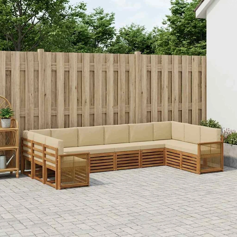 Lauko sofos komplektas 7 vnt. 10 vietos Natūralus ir bežinis
