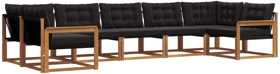 Lauko sofos komplektas 7 vnt. Natūrali ir juoda