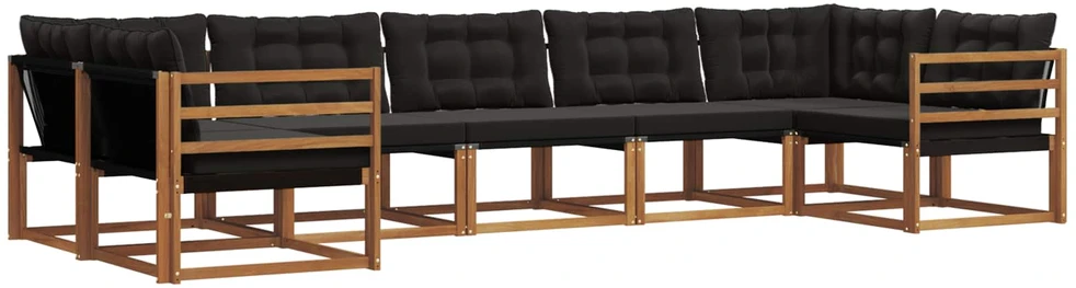 Lauko sofos komplektas 7 vnt. Natūrali ir juoda
