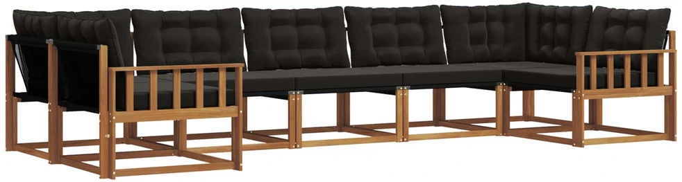 Lauko sofos komplektas 7 vnt. Natūrali ir juoda