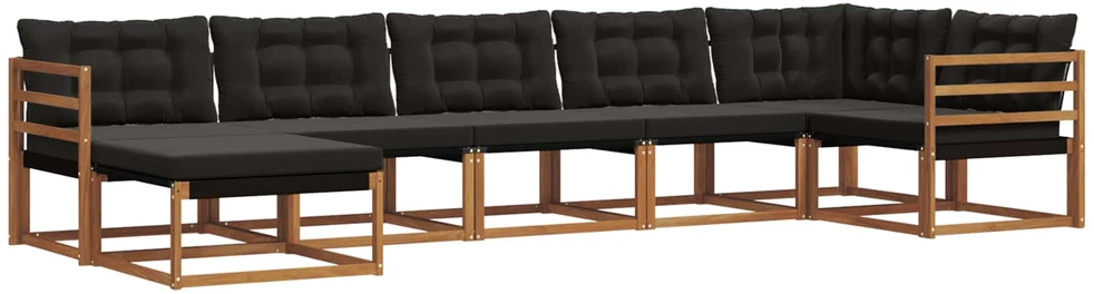 Lauko sofos komplektas 7 vnt. Natūrali ir juoda