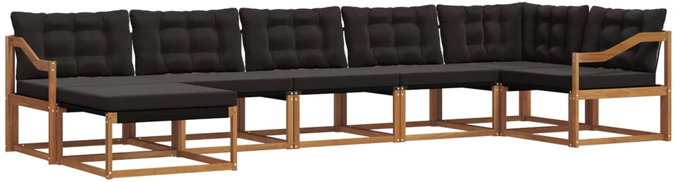 Lauko sofos komplektas 7 vnt. Natūrali ir juoda