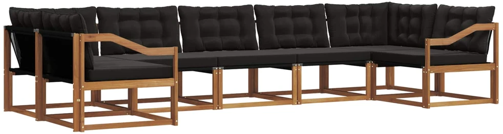 Lauko sofos komplektas 7 vnt. Natūrali ir juoda