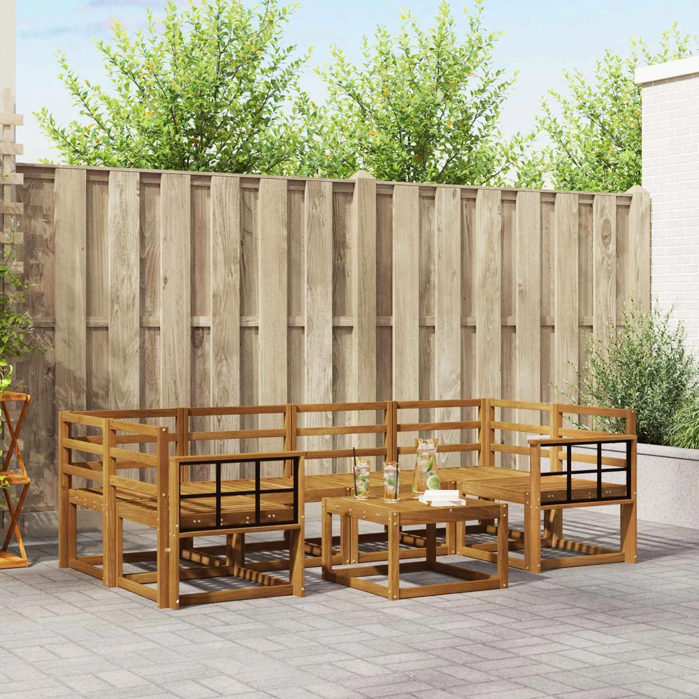 Lauko sofos komplektas 7 vnt. Natūrali Kietos akacijos mediena