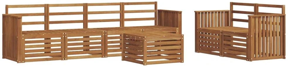 Lauko sofos komplektas 7 vnt. 6 vietos Natūrali