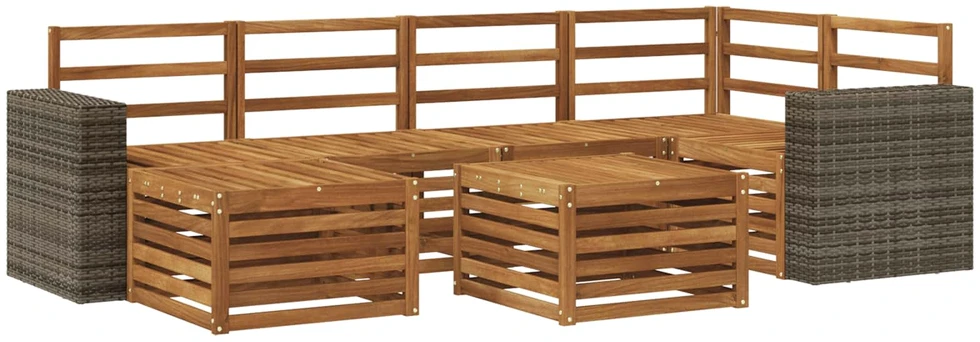 Lauko sofos komplektas 7 vnt. Natūrali Poliesteris