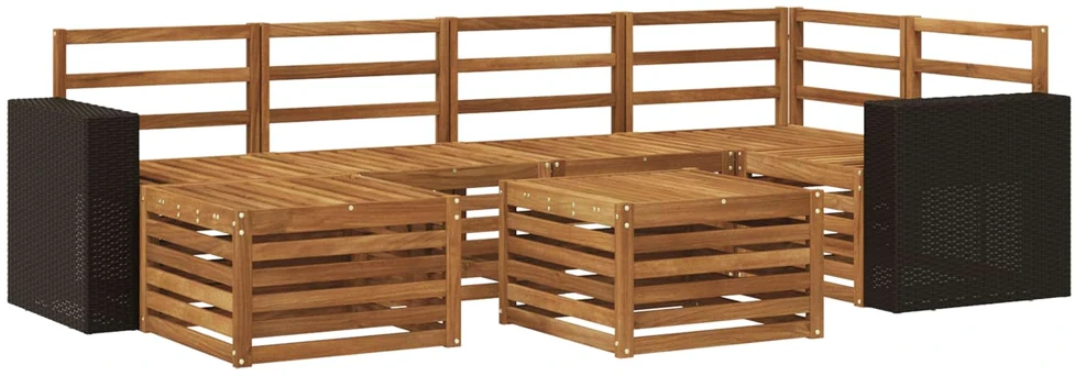 Lauko sofos komplektas 7 vnt. Natūrali Poliesteris