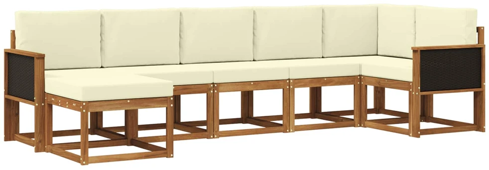 Lauko sofos komplektas 7 vnt. 7 vietos Natūralus ir grietinėlė