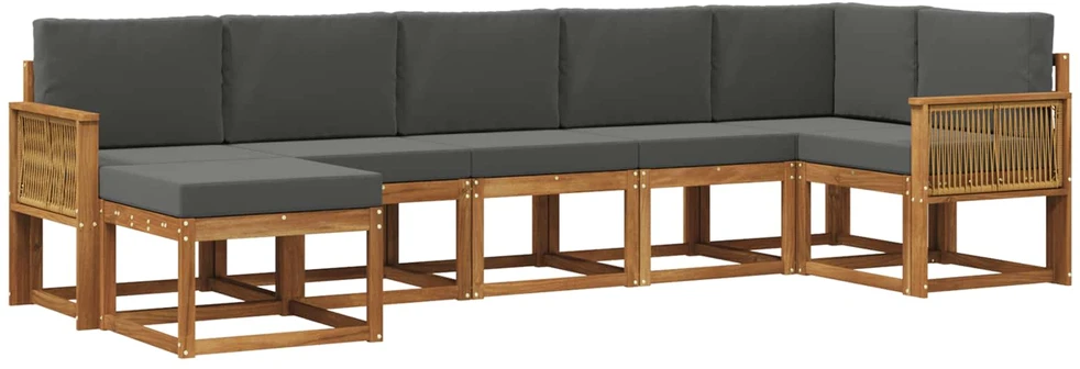 Lauko sofos komplektas 7 vnt. 7 vietos Natūralus ir antracitas