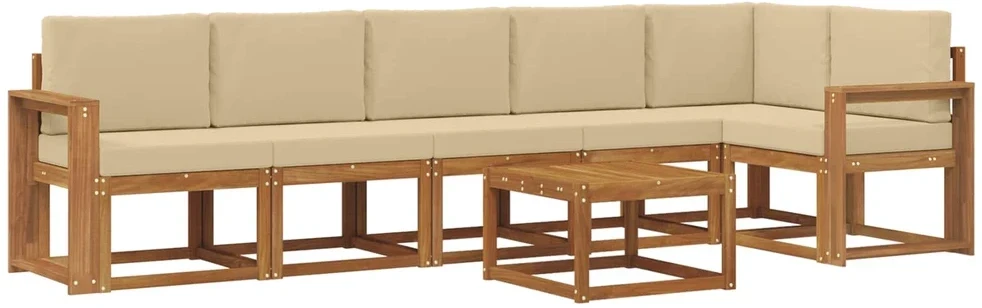Lauko sofos komplektas 7 vnt. 6 vietos Natūralus ir bežinis