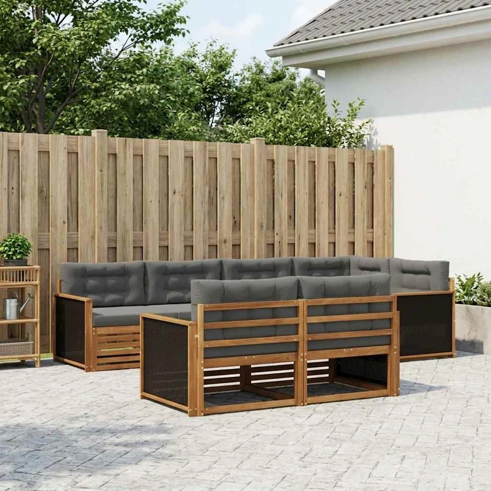 Lauko sofos komplektas 7 vnt. 7 vietos Natūralus ir antracitas