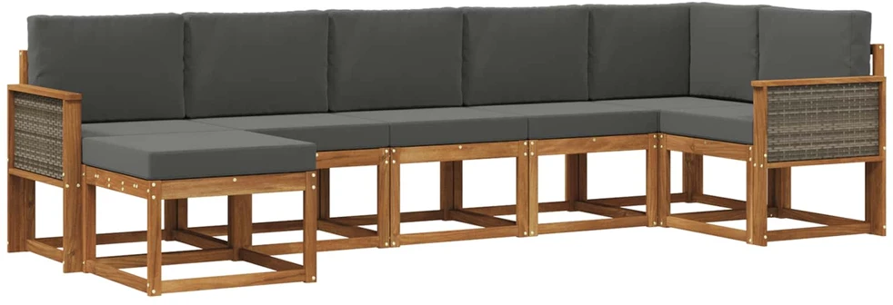 Lauko sofos komplektas 7 vnt. 7 vietos Natūralus ir antracitas