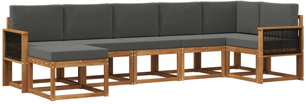 Lauko sofos komplektas 7 vnt. 7 vietos Natūralus ir antracitas