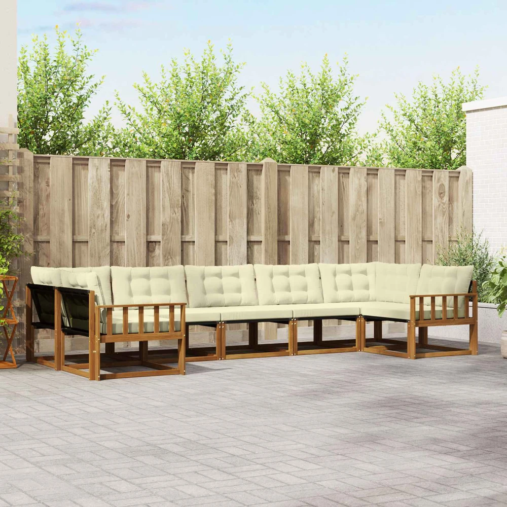 Lauko sofos komplektas 7 vnt. Natūralus ir grietinėlė