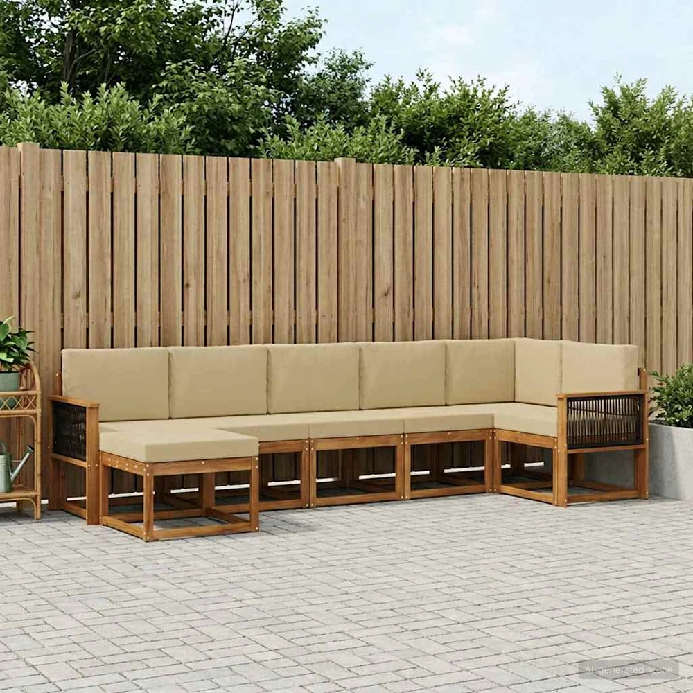 Lauko sofos komplektas 7 vnt. 7 vietos Natūralus ir bežinis