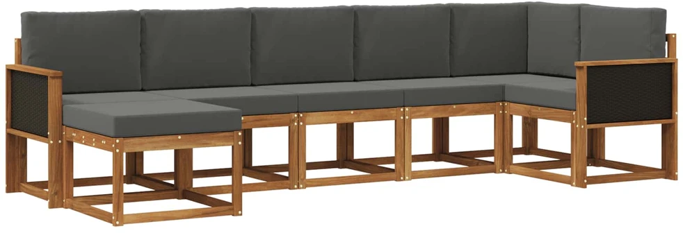 Lauko sofos komplektas 7 vnt. 7 vietos Natūralus ir antracitas