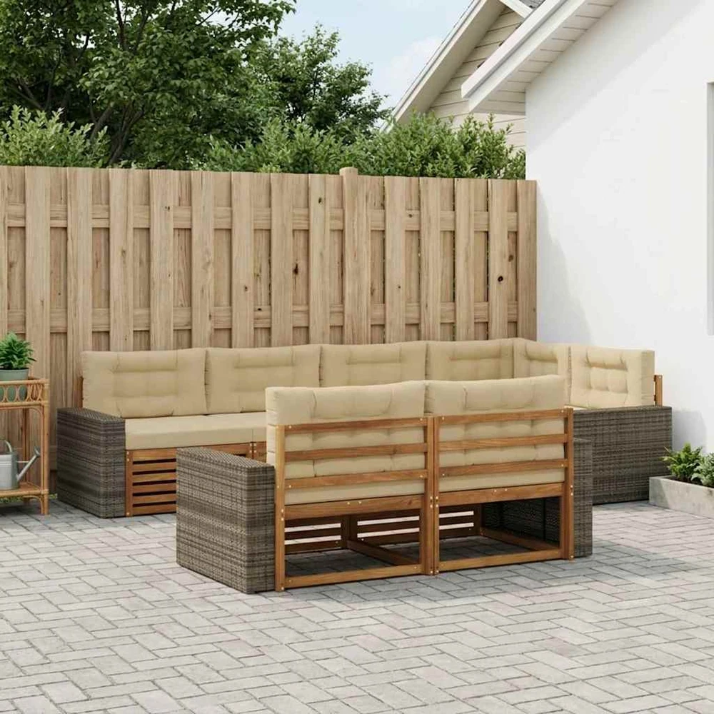 Lauko sofos komplektas 7 vnt. 7 vietos Natūralus ir bežinis