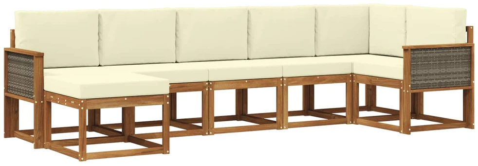 Lauko sofos komplektas 7 vnt. 7 vietos Natūralus ir grietinėlė