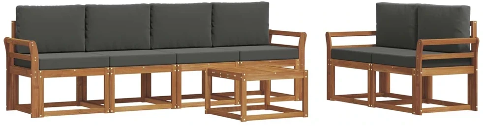 Lauko sofos komplektas 7 vnt. 6 vietos Natūralus ir antracitas