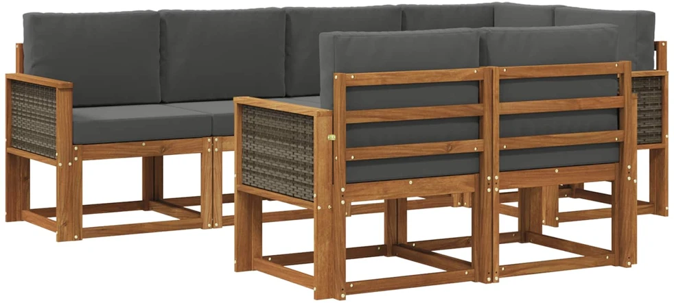 Lauko sofos komplektas 7 vnt. 7 vietos Natūralus ir antracitas