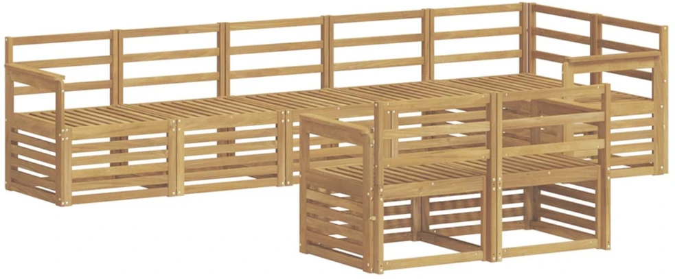 Lauko sofos komplektas 8 vnt. Balta Kietos akacijos mediena