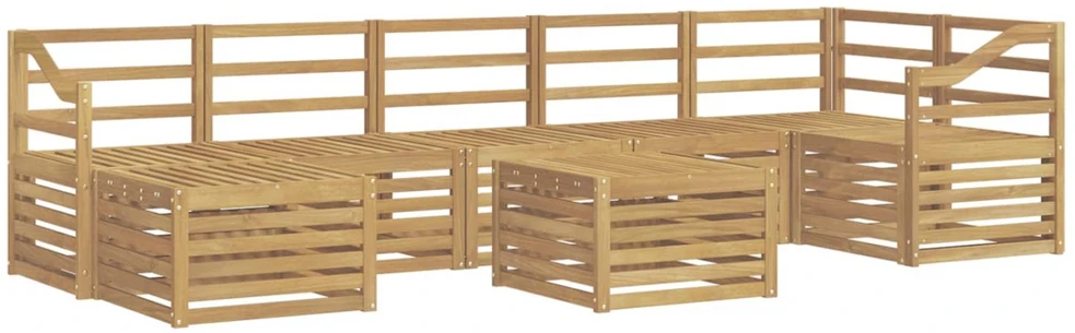 Lauko baldų komplektas Lauko sofos komplektas 8 vnt. Balta Kietos akacijos mediena