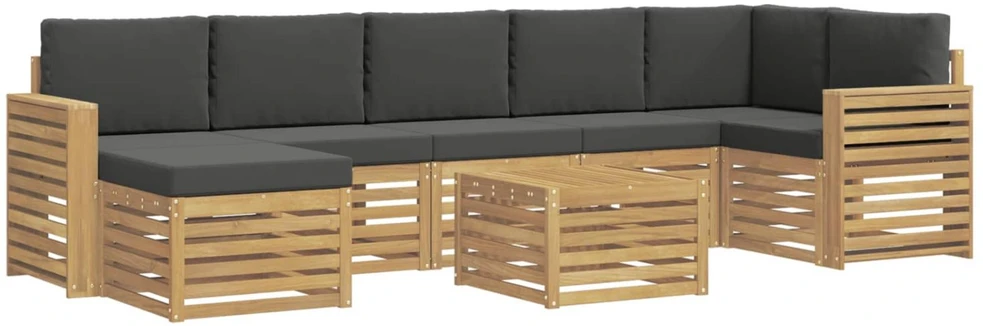 Lauko sofos komplektas 8 vnt. Balta ir antracito Poliesteris