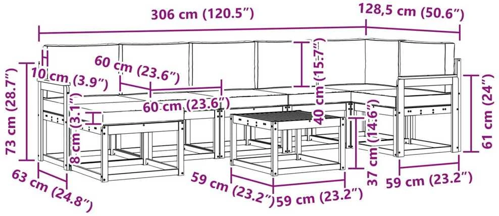 Lauko sofos komplektas 8 vnt. Balta ir antracito Poliesteris