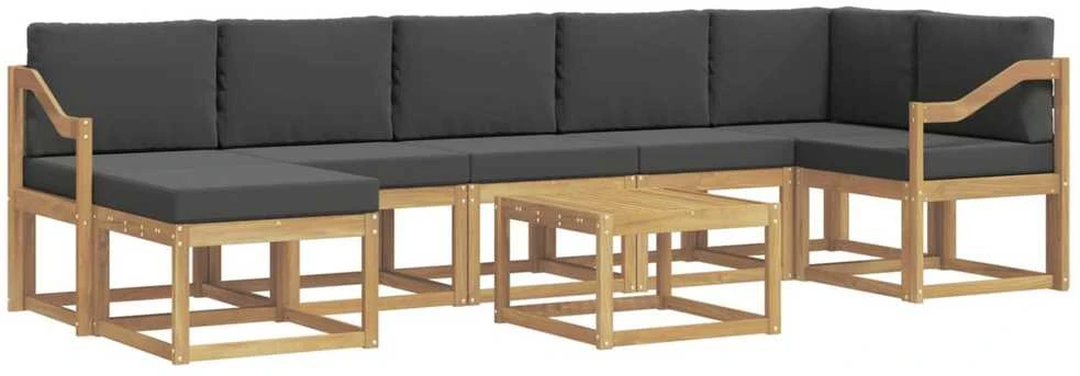 Lauko sofos komplektas 8 vnt. Balta ir antracito Poliesteris