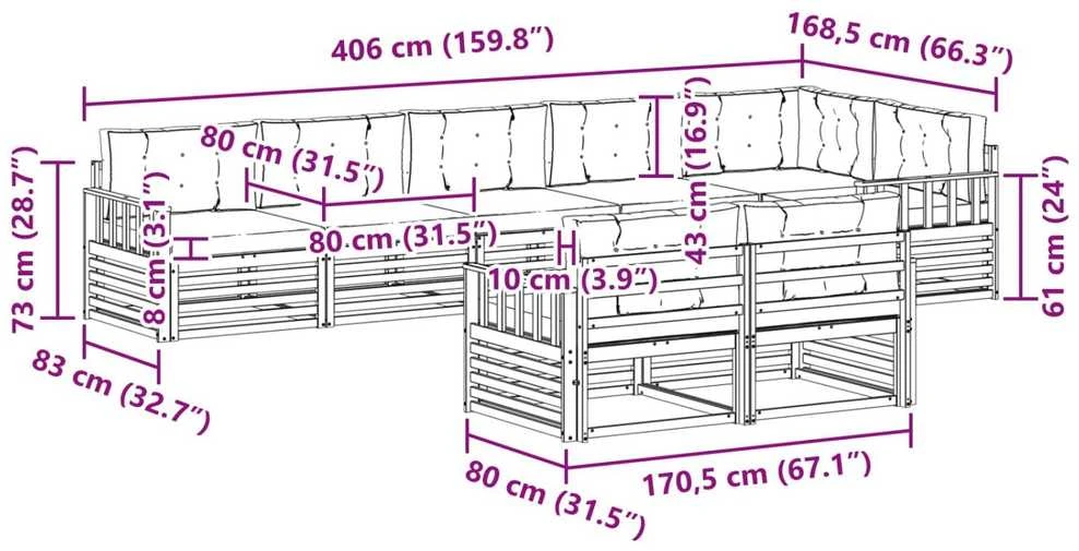 Lauko sofos komplektas 8 vnt. Balta ir antracito Poliesteris
