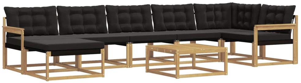 Lauko sofos komplektas 8 vnt. Balta ir juoda